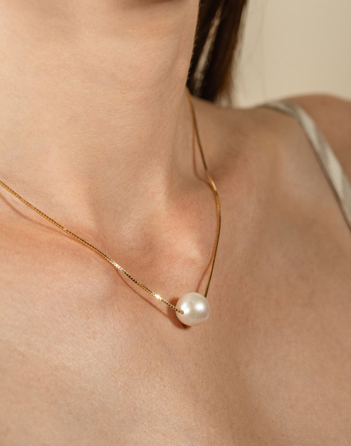 Collana con pietra portafortuna in perle, acciaio inossidabile placcato oro, regalo di gioielli personalizzati - Italia