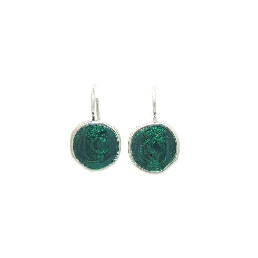 Orecchini Colors con smalto verde glitter