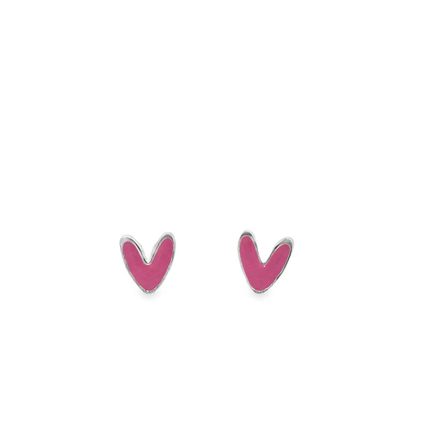 Orecchini cuore smalto fucsia