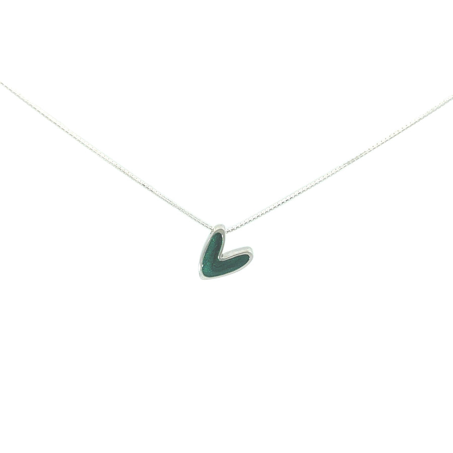 Girocollo Colors con ciondolo cuore smaltato verde glitter