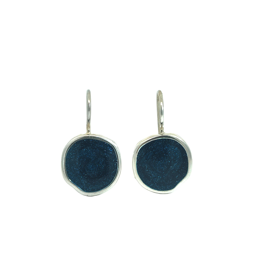 Orecchini Colors smalto blu glitter