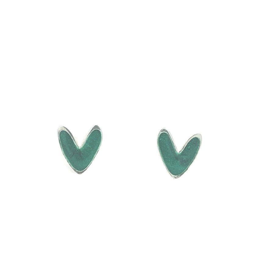 Orecchini cuore smalto verde