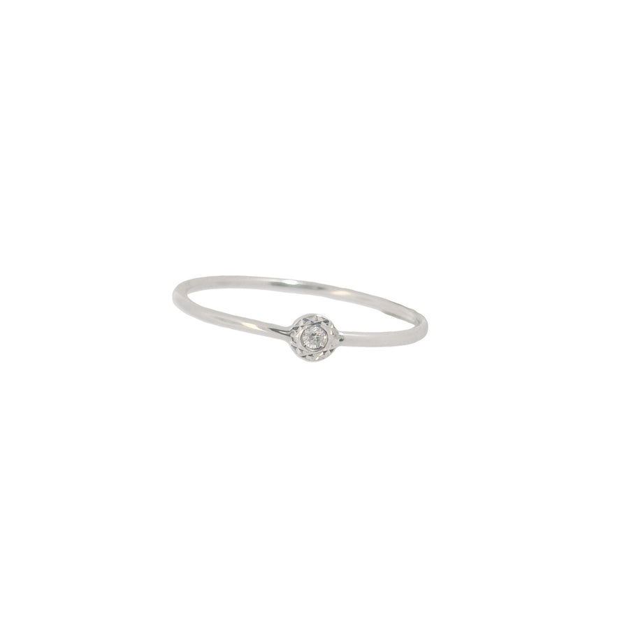 Fedina Slim oro bianco con diamante incassato