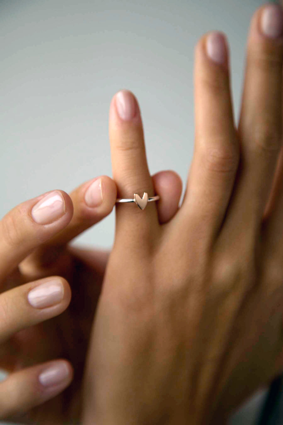 Anello Together in argento e cuore in oro