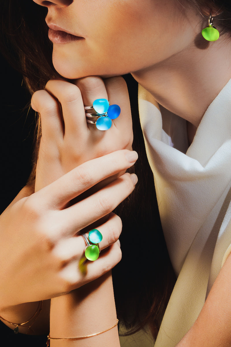 Anello Glass color azzurro