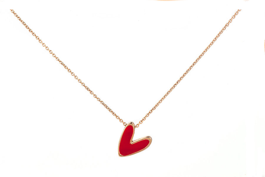 Girocollo in oro con cuore smaltato