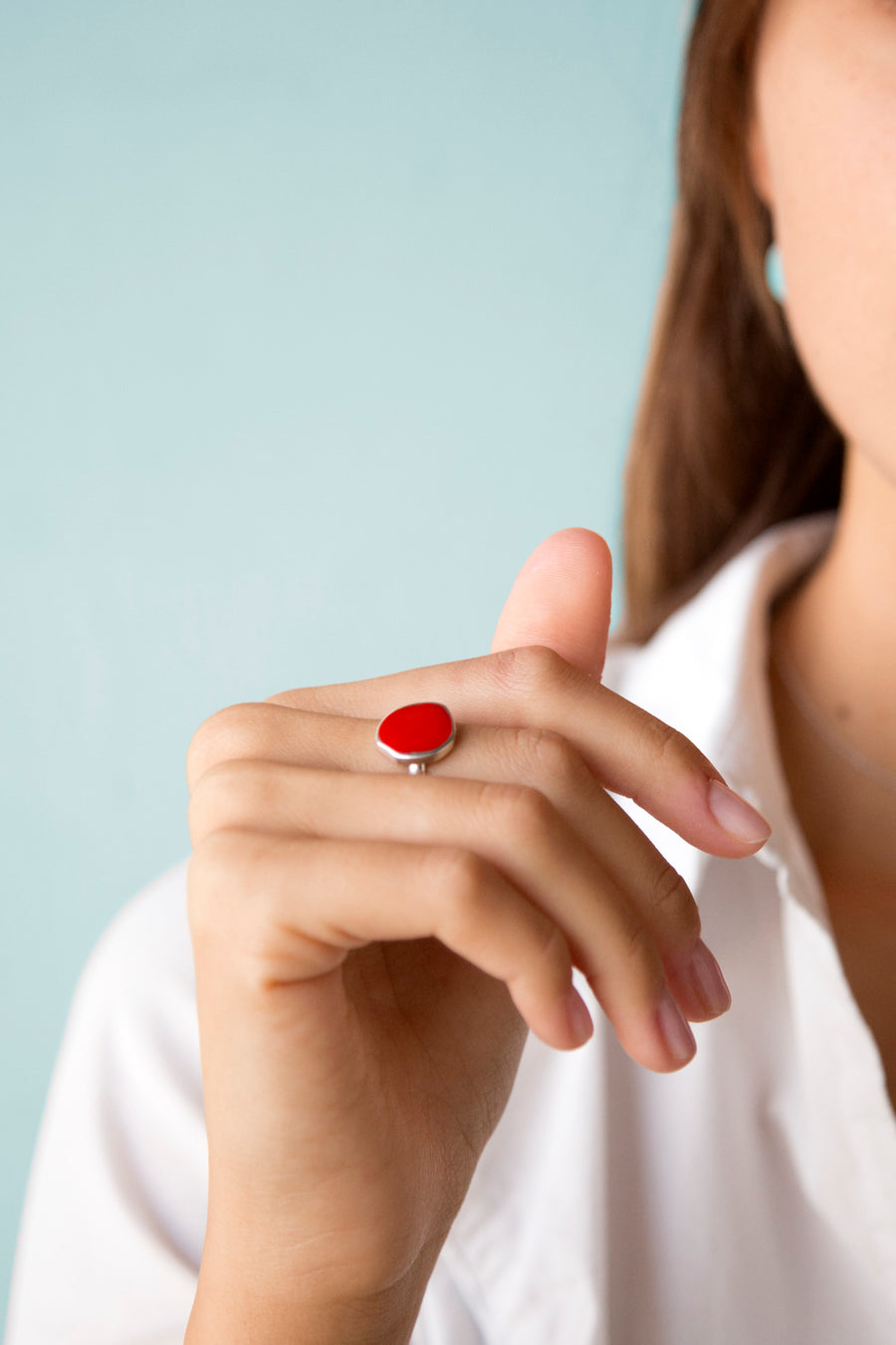 Anello Colors con smalto color rosso