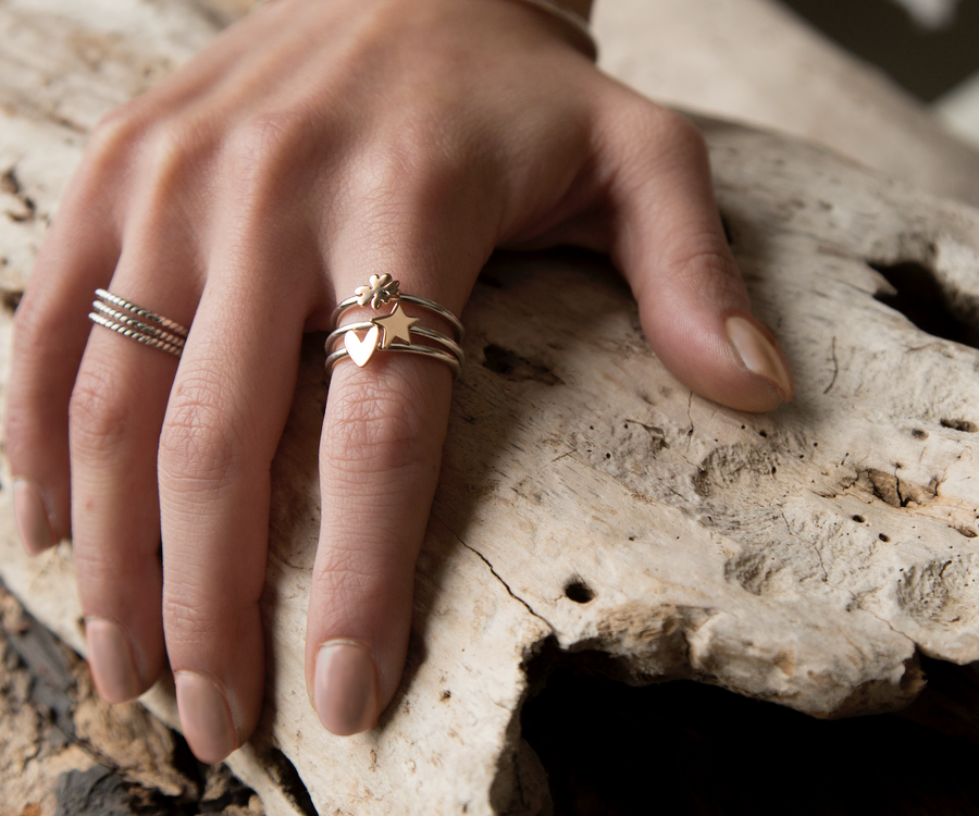 Anello Together in argento e stella in oro