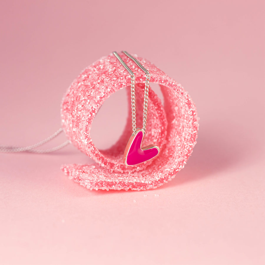 Girocollo Colors con ciondolo cuore smaltato fucsia